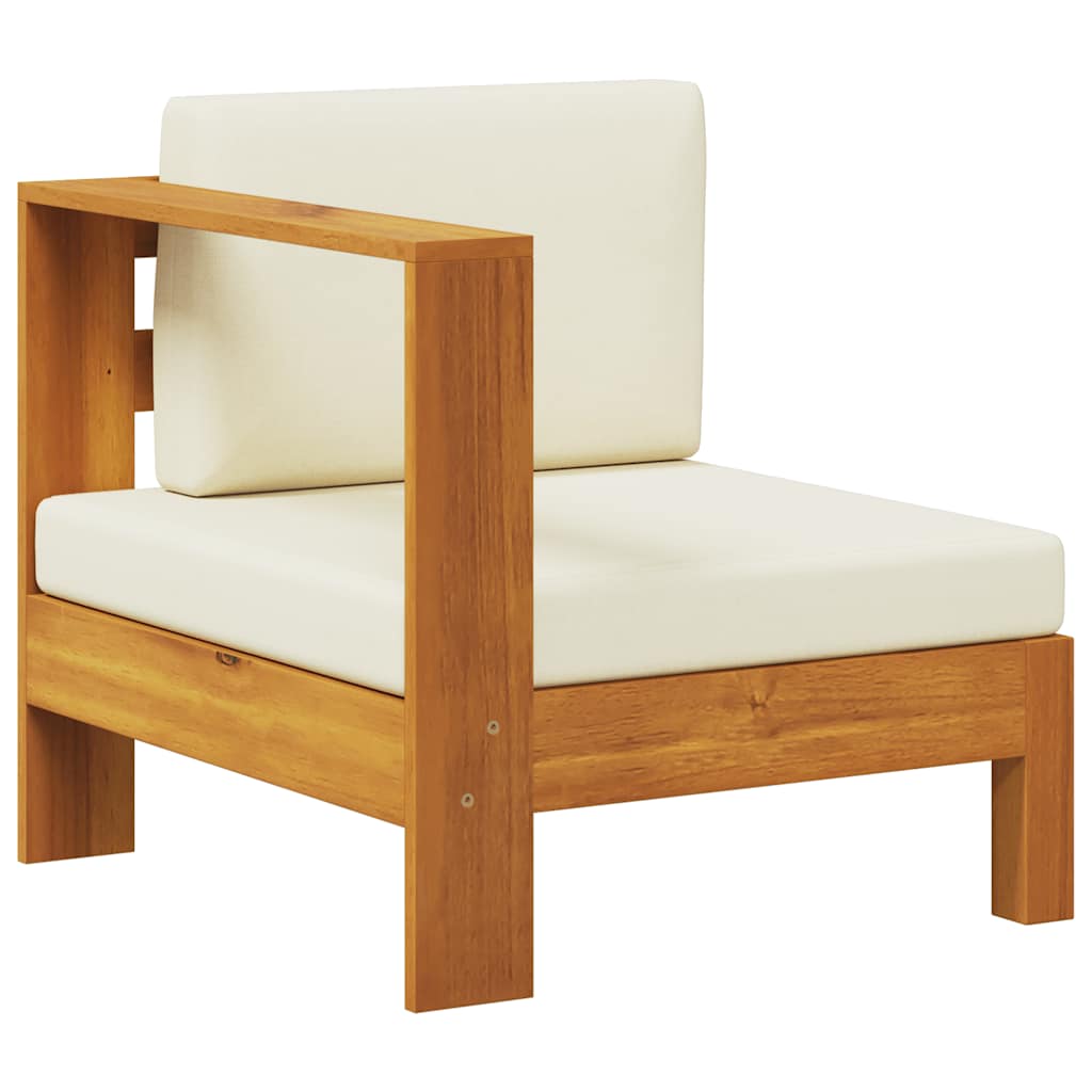 2-tlg. Garten-Lounge-Set mit Cremeweißen Kissen Akazienholz