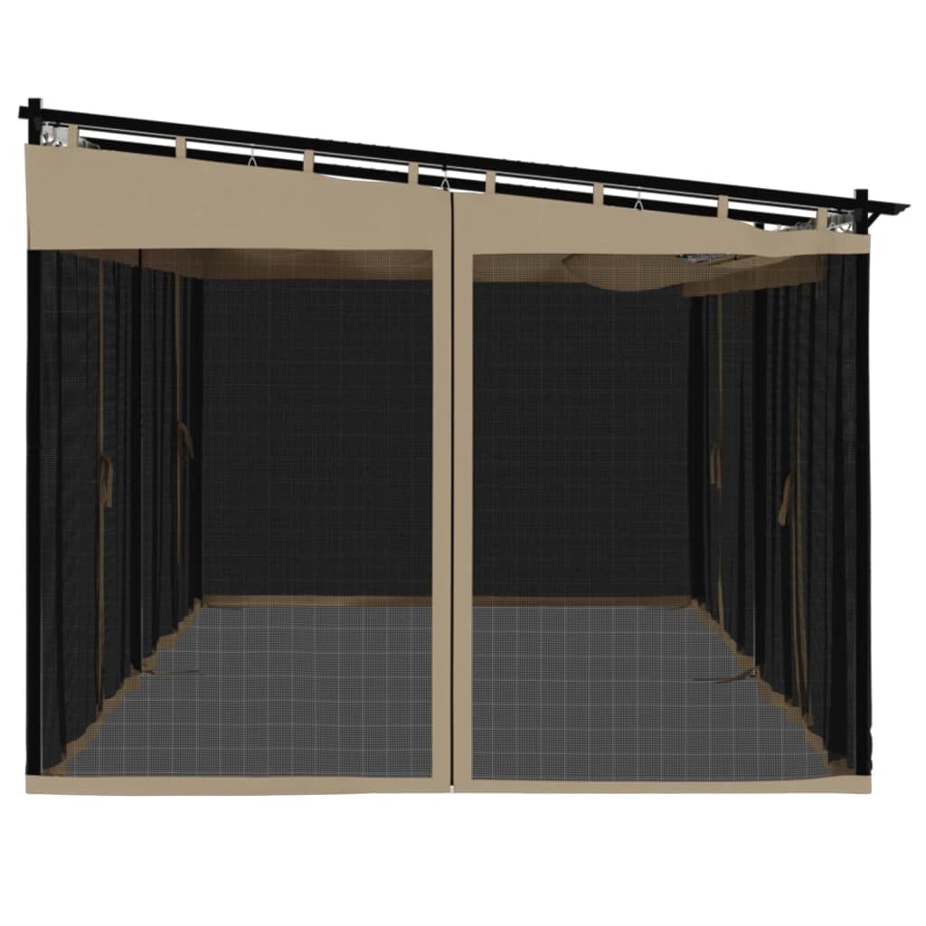 Pavillon mit Netzwände Creme 3x3 m Stahl