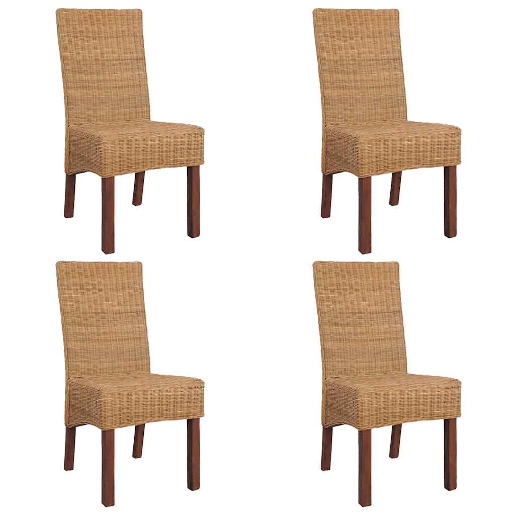 Esszimmerstühle 2 Stk. Braun Natürliches Rattan