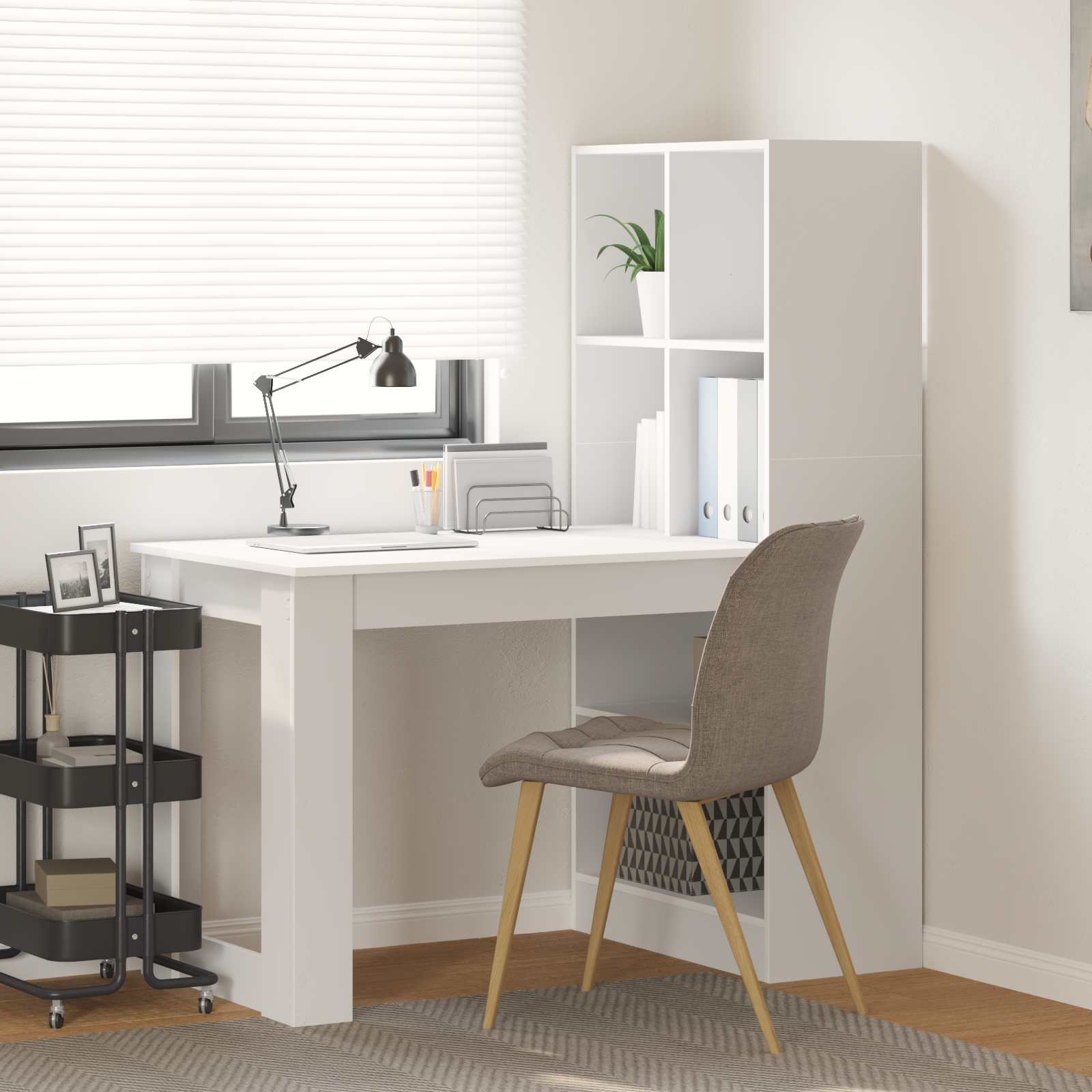 Schreibtisch mit Regal Schwarz Eichen-Optik 122 x 67 x 145 cm