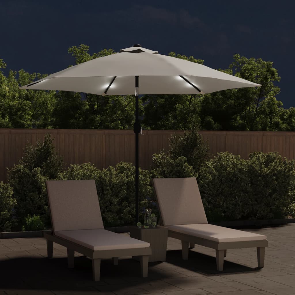 Sonnenschirm mit LED-Beleuchtung Stahl-Mast 300 cm Bordeauxrot