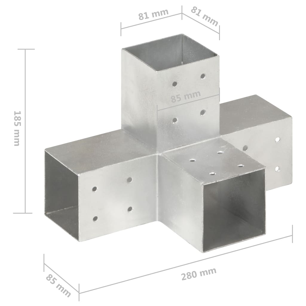 Pfostenverbinder L-Form Verzinktes Metall 71 x 71 mm