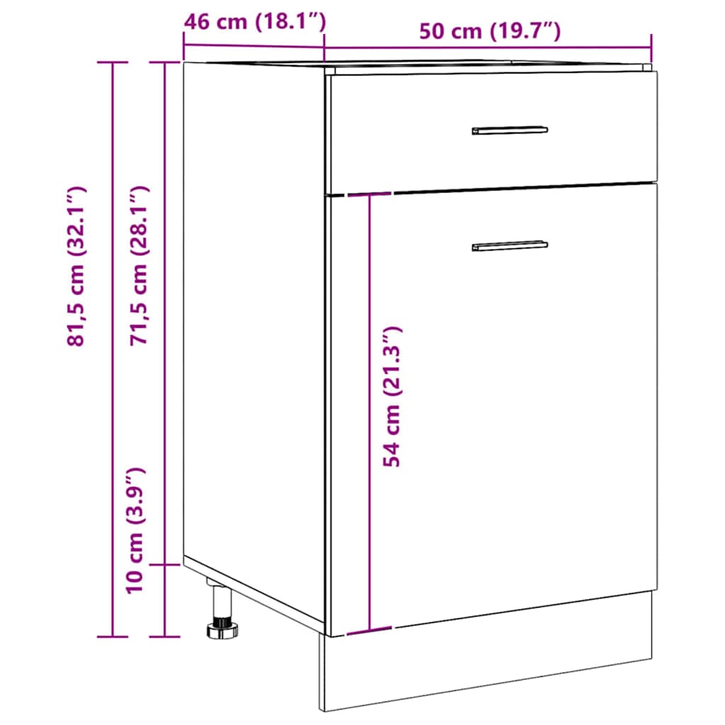 Unterschrank Lyon Weiß 60x46x81,5 cm Holzwerkstoff