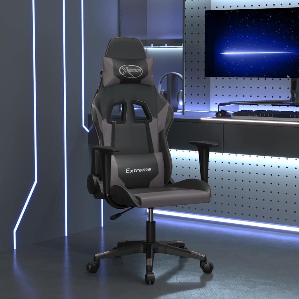 Gaming-Stuhl mit Massagefunktion Schwarz und Blau Kunstleder
