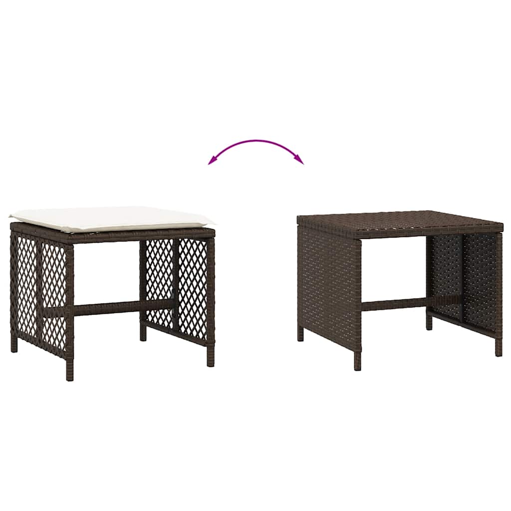 Gartenhocker mit Kissen 4 Stk. Schwarz 41x41x36 cm Poly Rattan