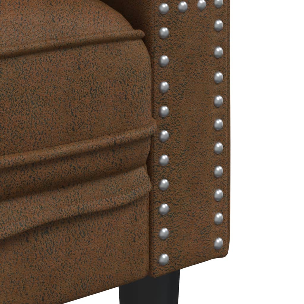 3-tlg. Chesterfield-Sofa-Set mit Nackenrollen Hellgrau Samt