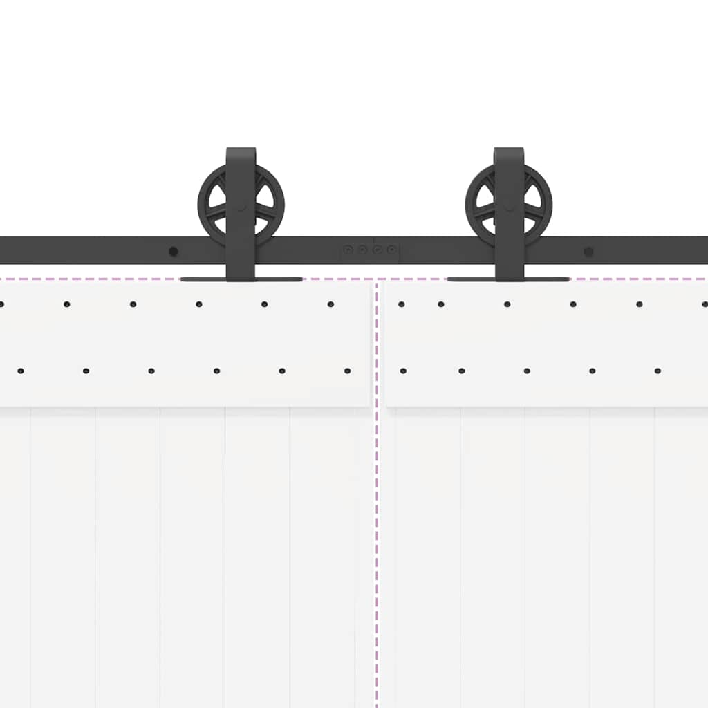 Schiebetürbeschlag-Set 366 cm Stahl Schwarz