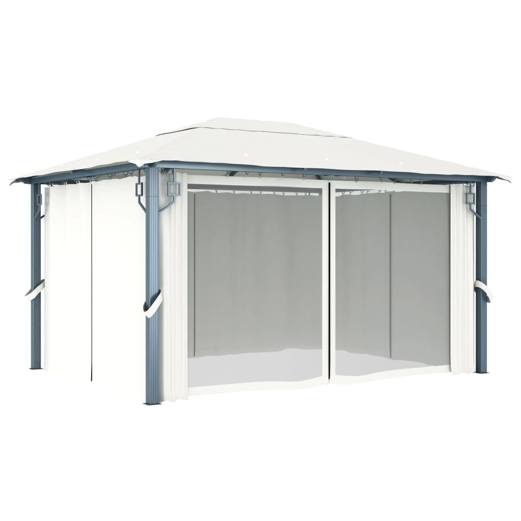 Pavillon mit Vorhang 300x300 cm Taupe Aluminium