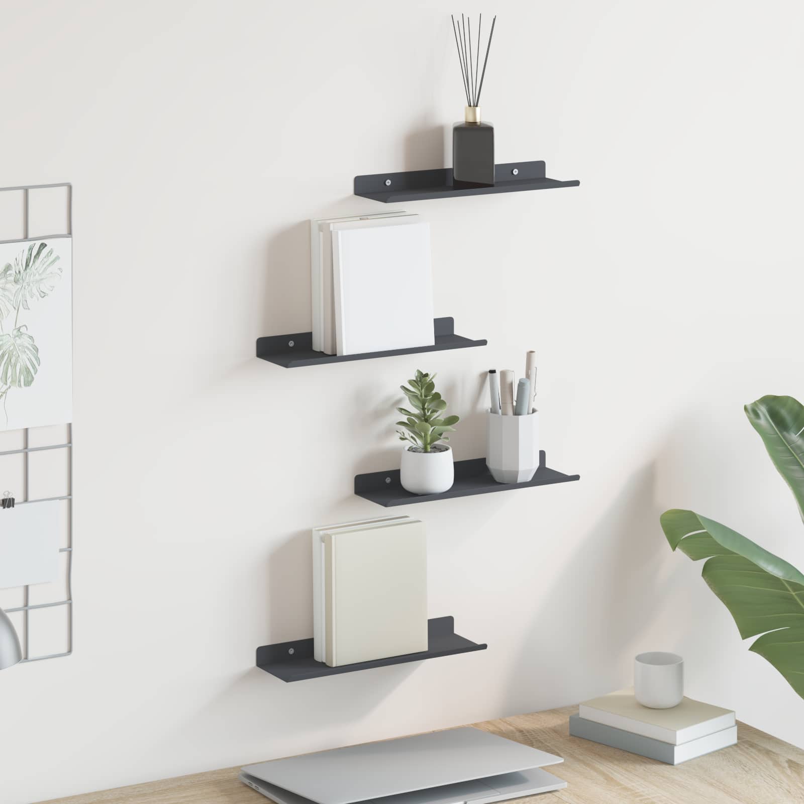Schwebendes Regal 3 pcs Schwarz 40 x 9 x 2,5 cm Stahl