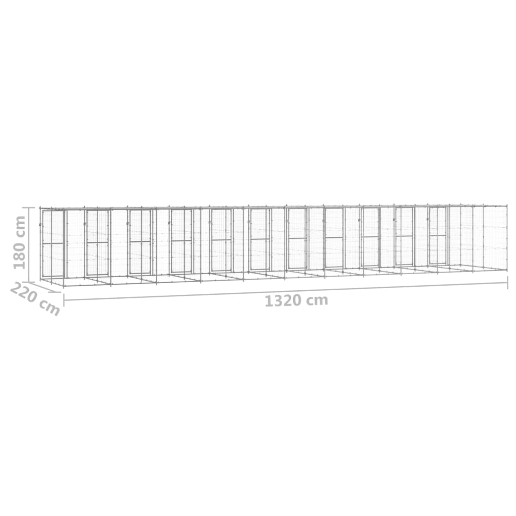 Outdoor-Hundezwinger Stahl mit Überdachung 110x220x180 cm
