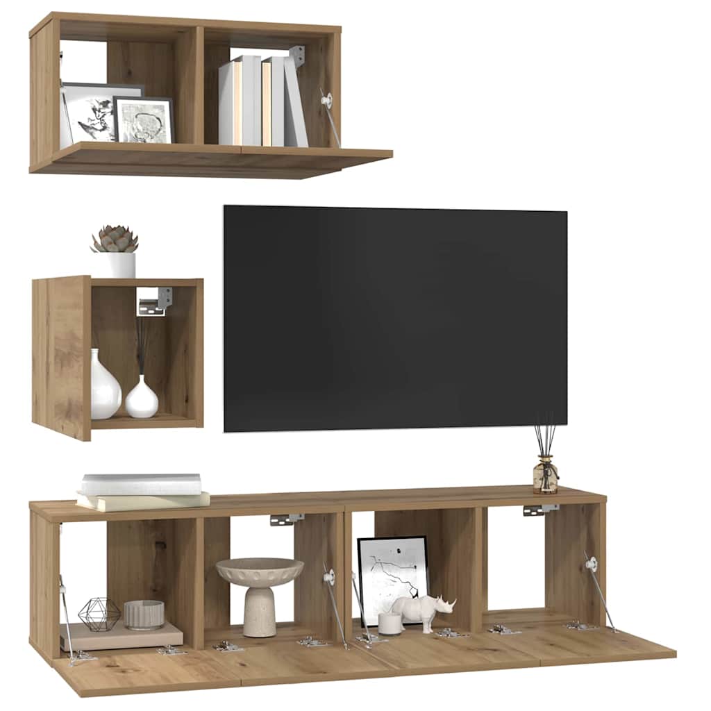 4-tlg. TV-Schrank-Set Weiß Holzwerkstoff
