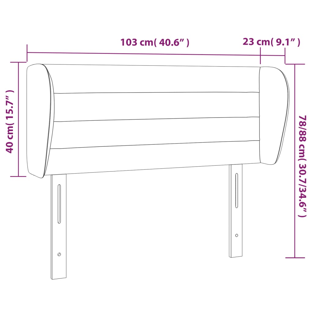 Kopfteil mit Ohren Dunkelblau 203x23x118/128 cm Samt