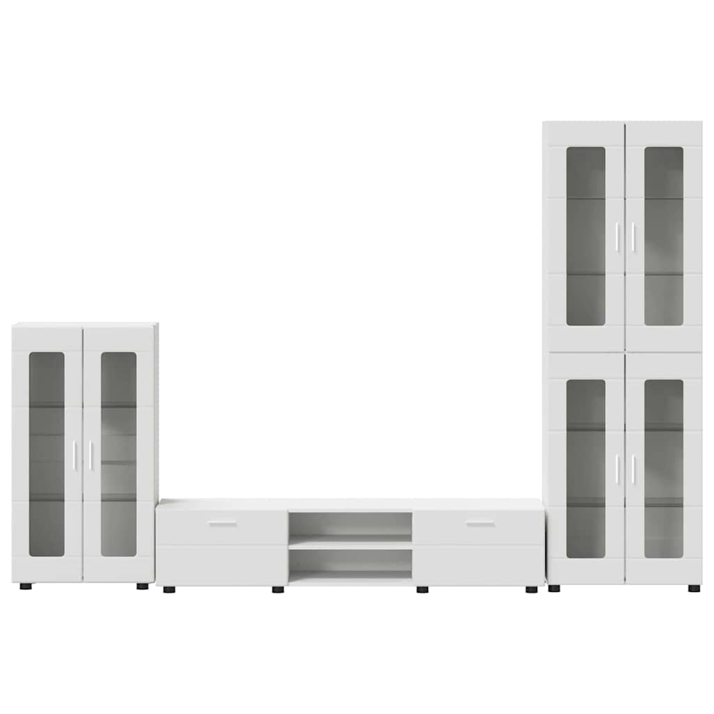 Highboard mit Regal FLORIN Weiß 60 x 35 x 182 cm Holzwerkstoff
