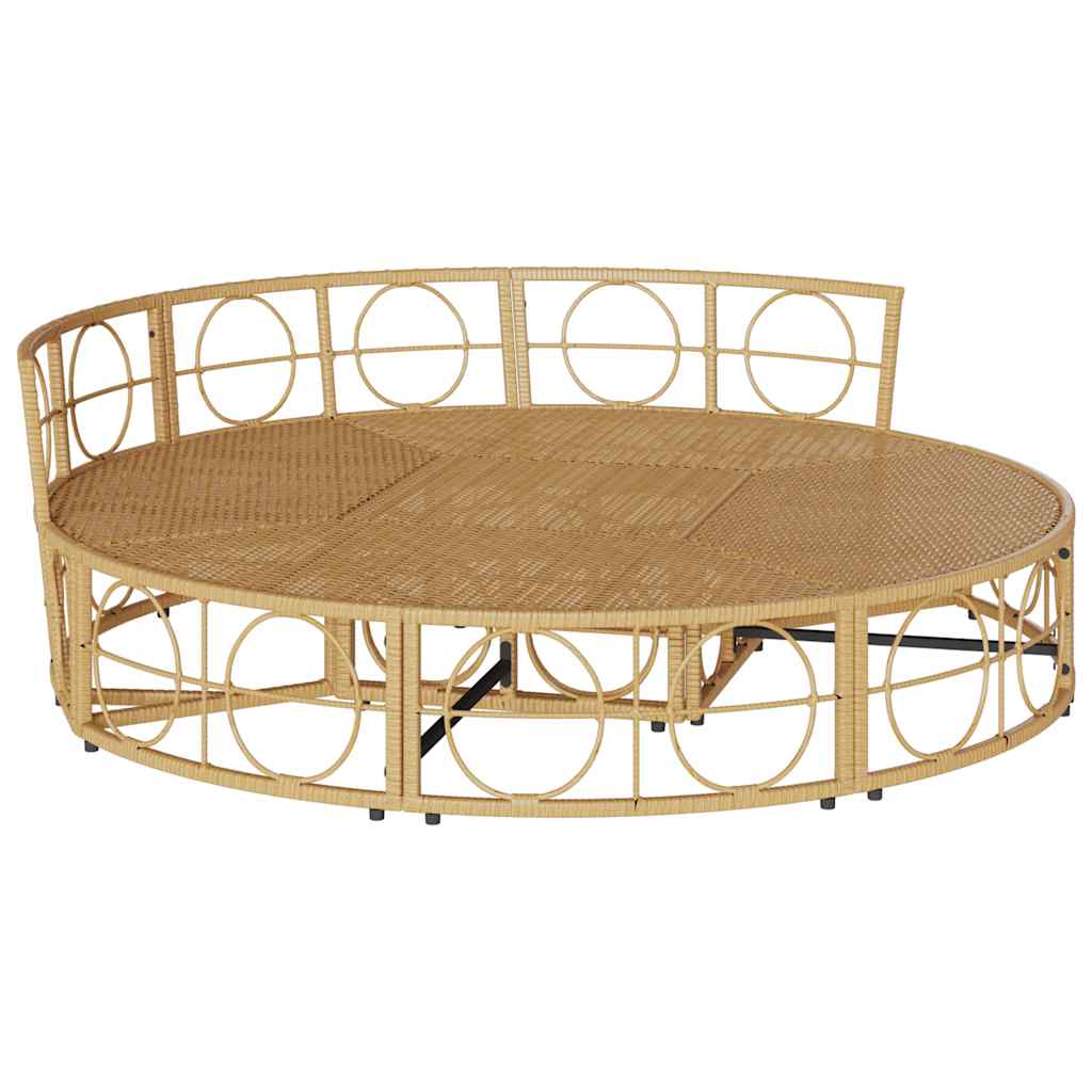 Outdoor-Loungebett mit Dach und Kissen Schwarz Poly Rattan