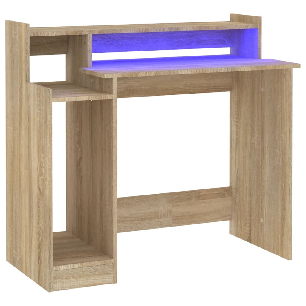 Schreibtisch mit LEDs Weiß 97x45x90 cm Holzwerkstoff