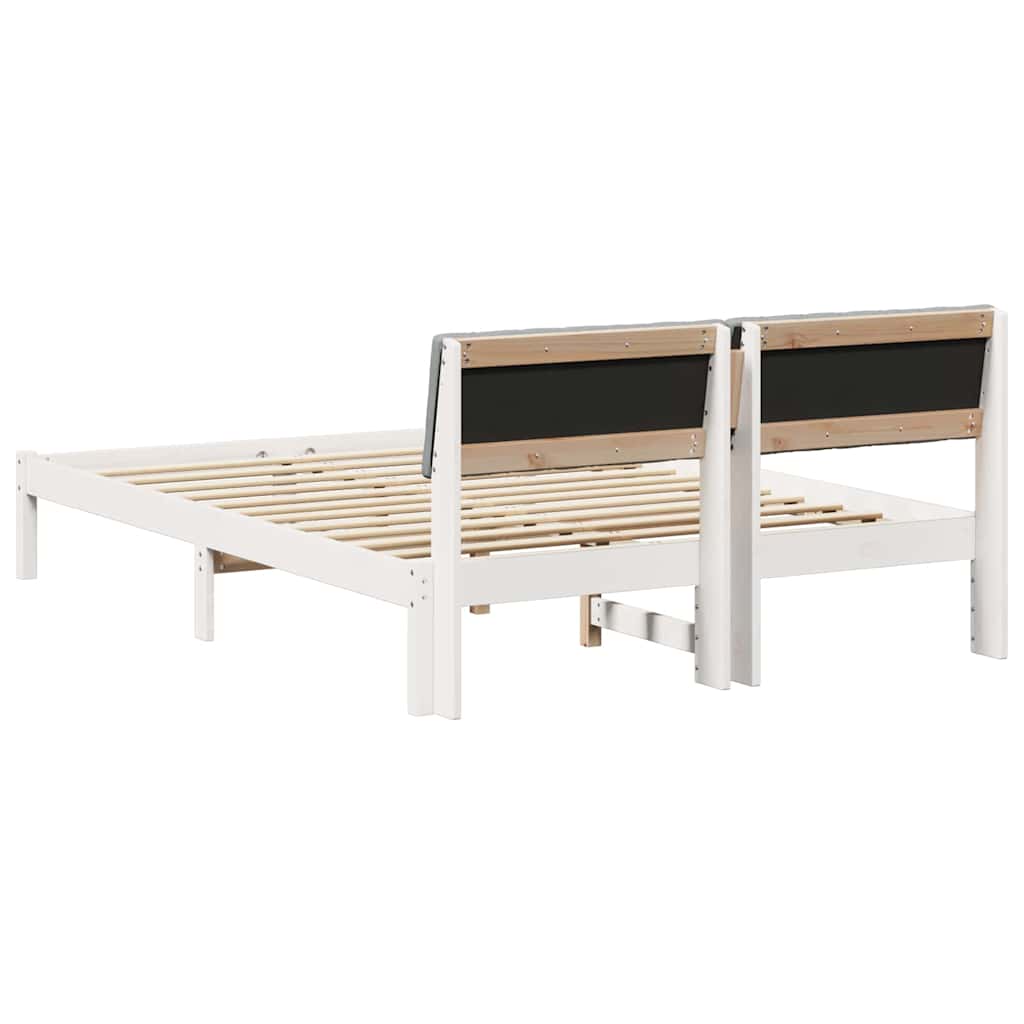 Bettgestell Braun und hellgrau 200 x 200 cm Massivholz Kiefer