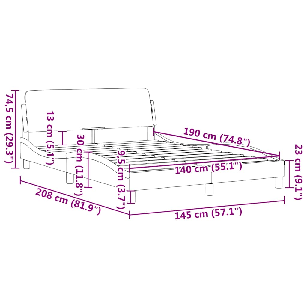Bettgestell "Dover" Hellgrau 80x200 cm Samt