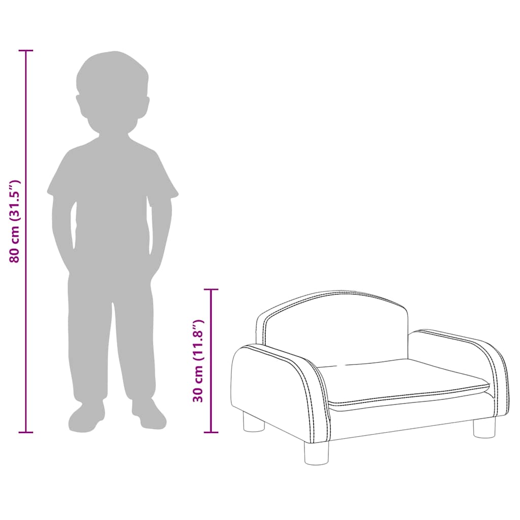 Kindersofa Schwarz 70x45x30 cm Kunstleder