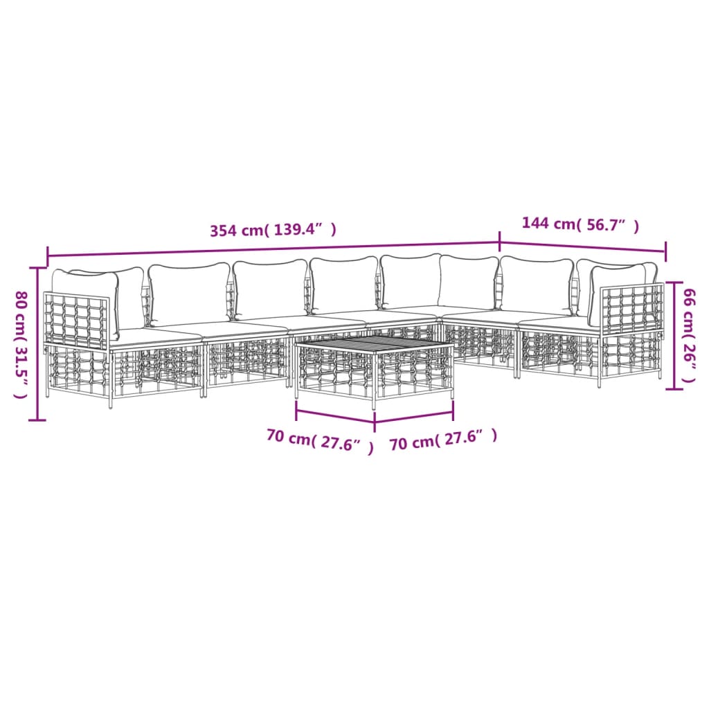 5-tlg. Garten-Lounge-Set mit Kissen Anthrazit Poly Rattan