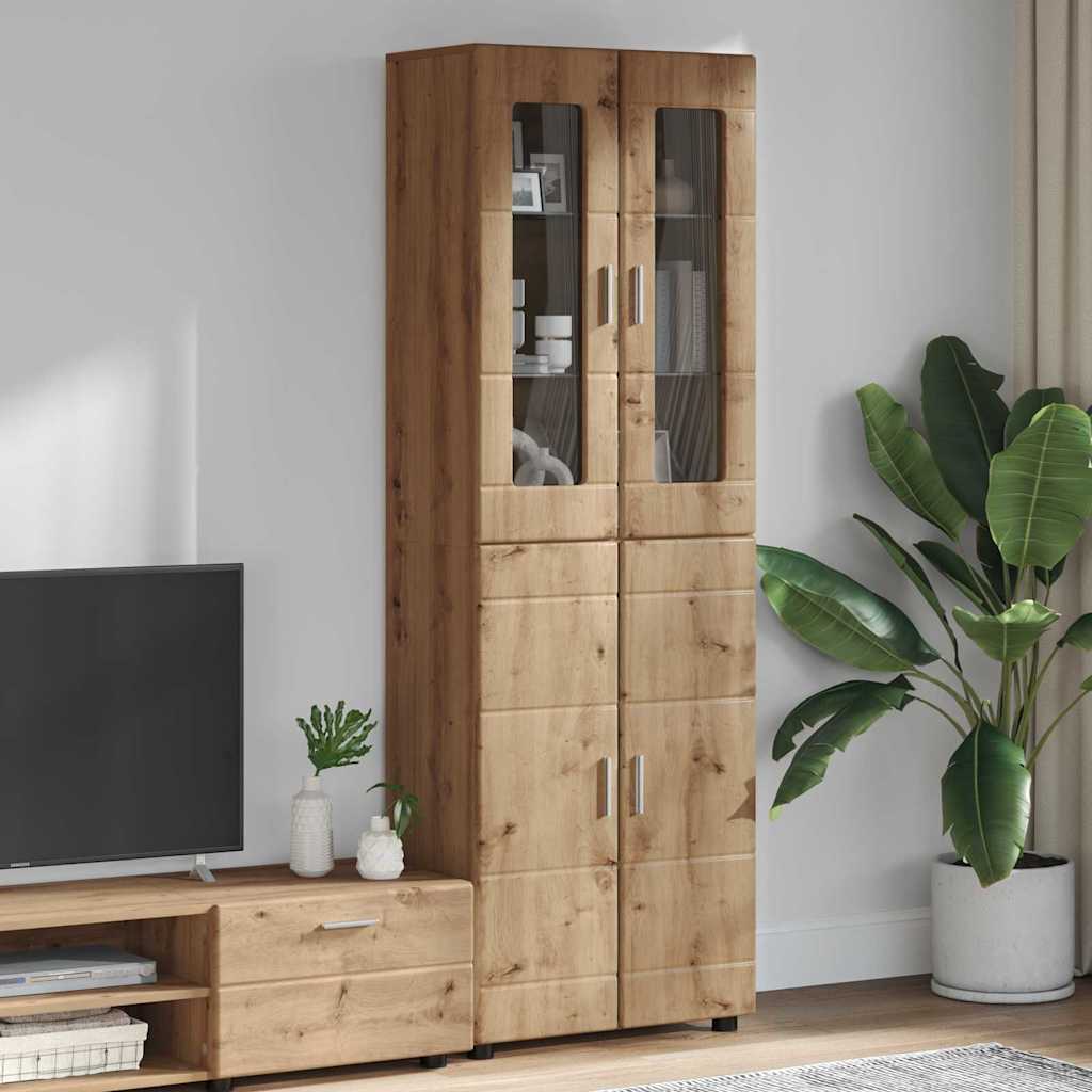 Highboard mit Regal FLORIN Weiß 60 x 35 x 182 cm Holzwerkstoff