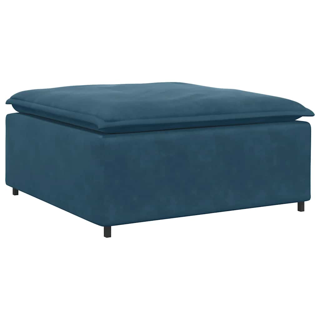 Modulares Sofa mit Fußhocker Kissen Samt Blau