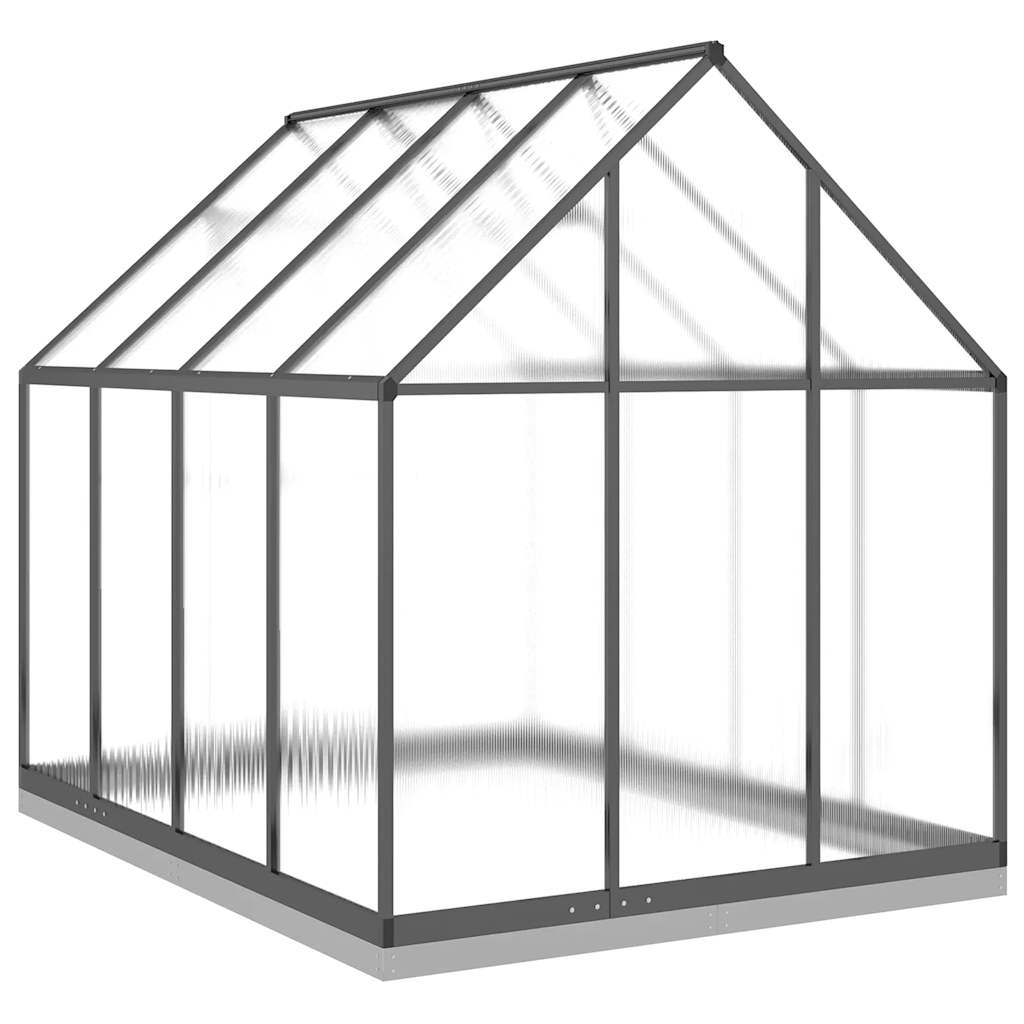 Gewächshaus mit Fundamentrahmen Silber 334x169x202cm Aluminimum