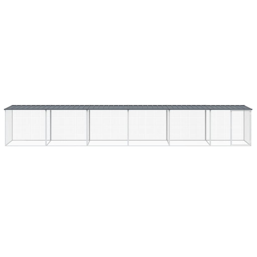 Hühnerkäfig mit Dach Anthrazit 203x98x90 cm Verzinkter Stahl