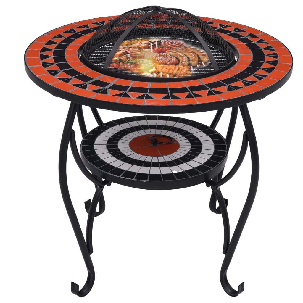 Feuertisch Mosaik Keramik Blau und Weiß 68 cm