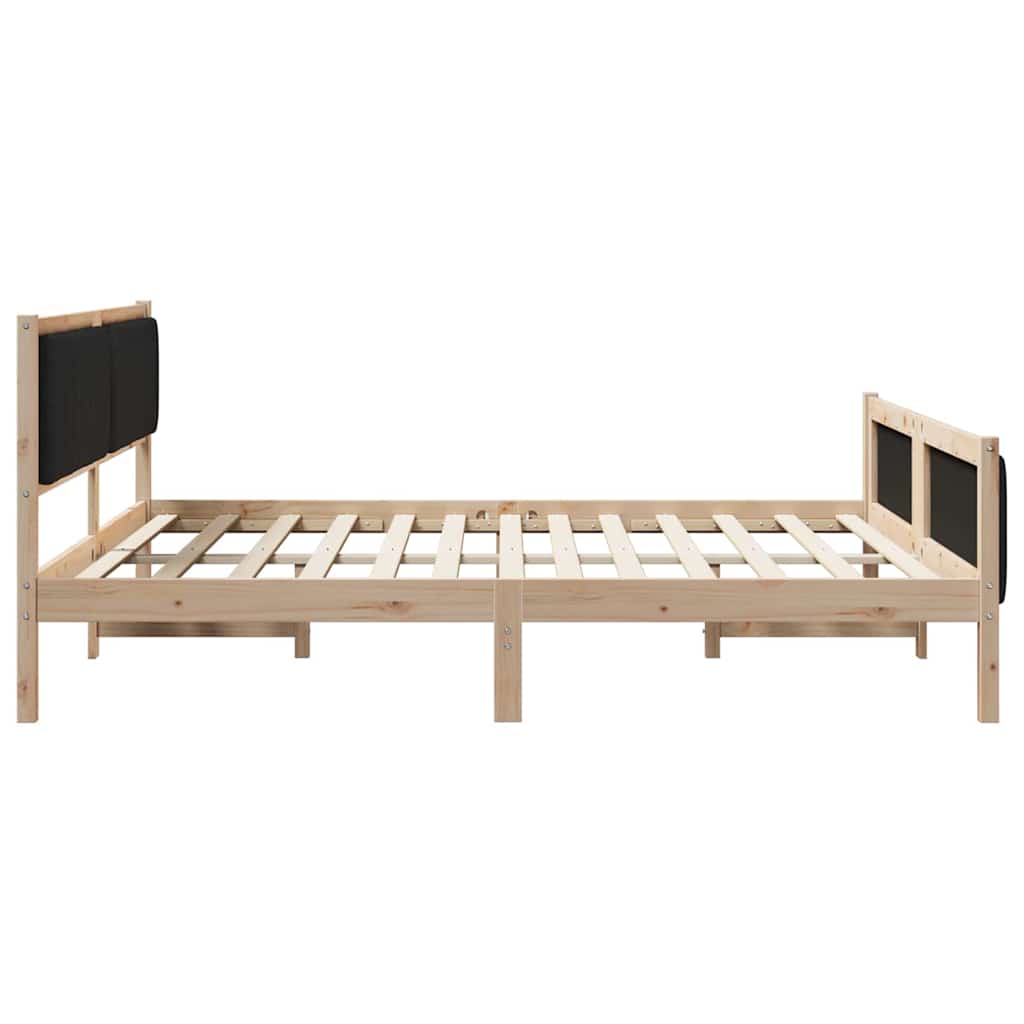 Bettgestell Braun und hellgrau 200 x 200 cm Massivholz Kiefer
