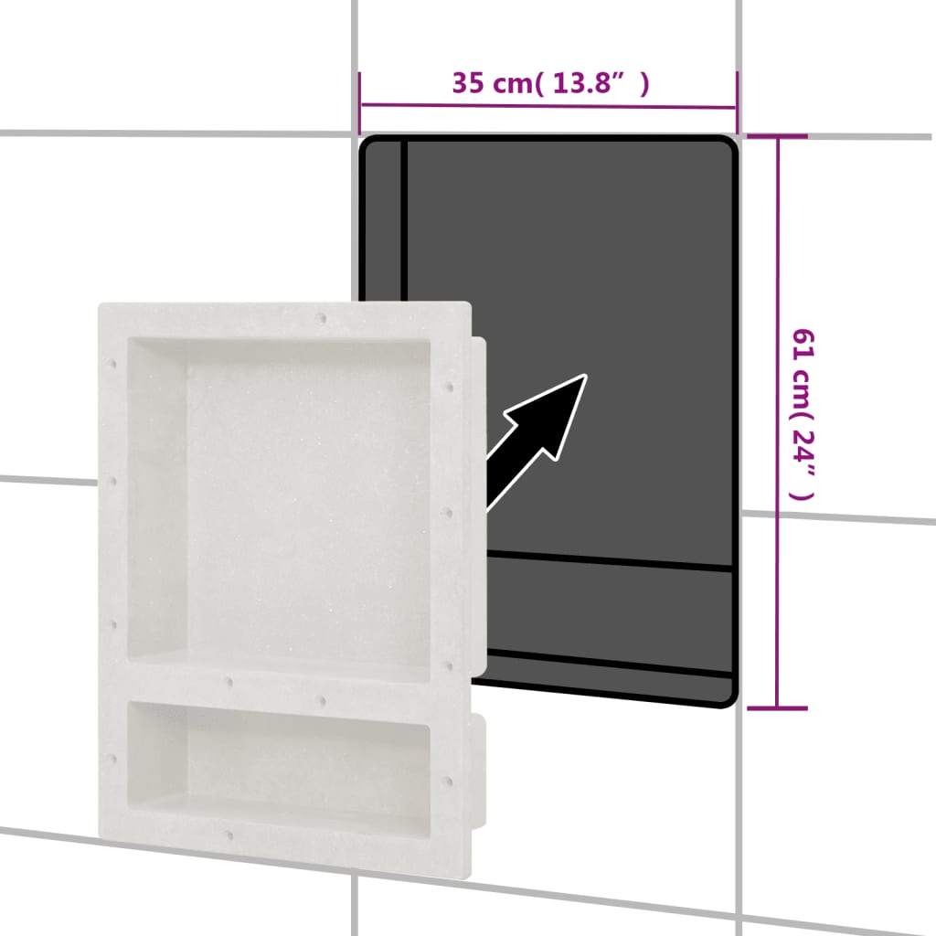 Duschnische Mattgrau 41x36x10 cm