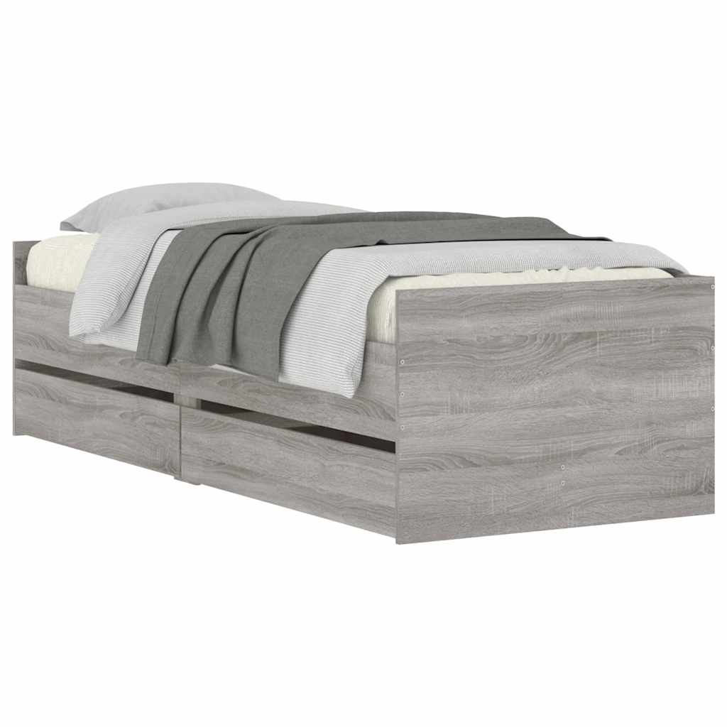 Bett mit Schubladen Braun Eiche-Optik 75x190 cm