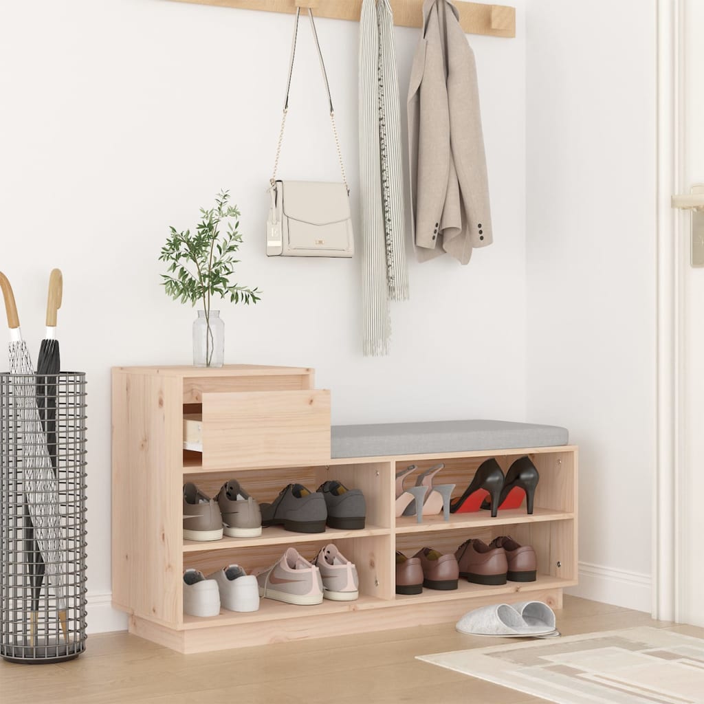 Schuhregal Honigbraun 110x34x61 cm Massivholz Kiefer