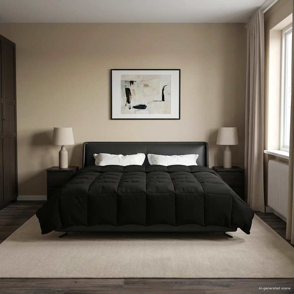 Winterbettdecke Gepolstert Anthrazit 240 x 260 cm Mikrofaser