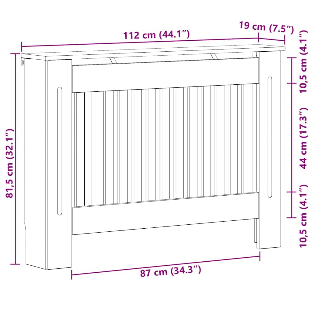 Holzwerkstoff Heizkörper-Abdeckung Heizkörperverkleidung 112 cm, weiß