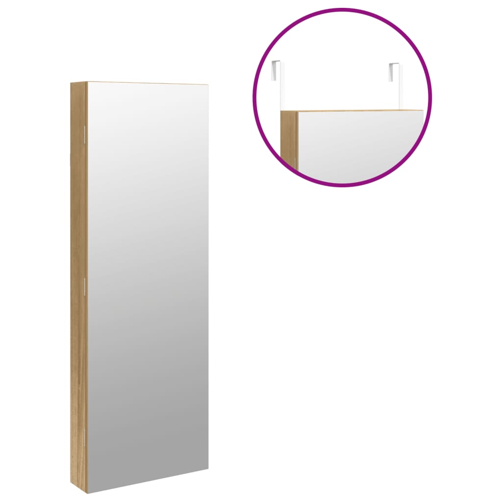Spiegel-Schmuckschrank mit LED-Beleuchtung Wandmontage Weiß