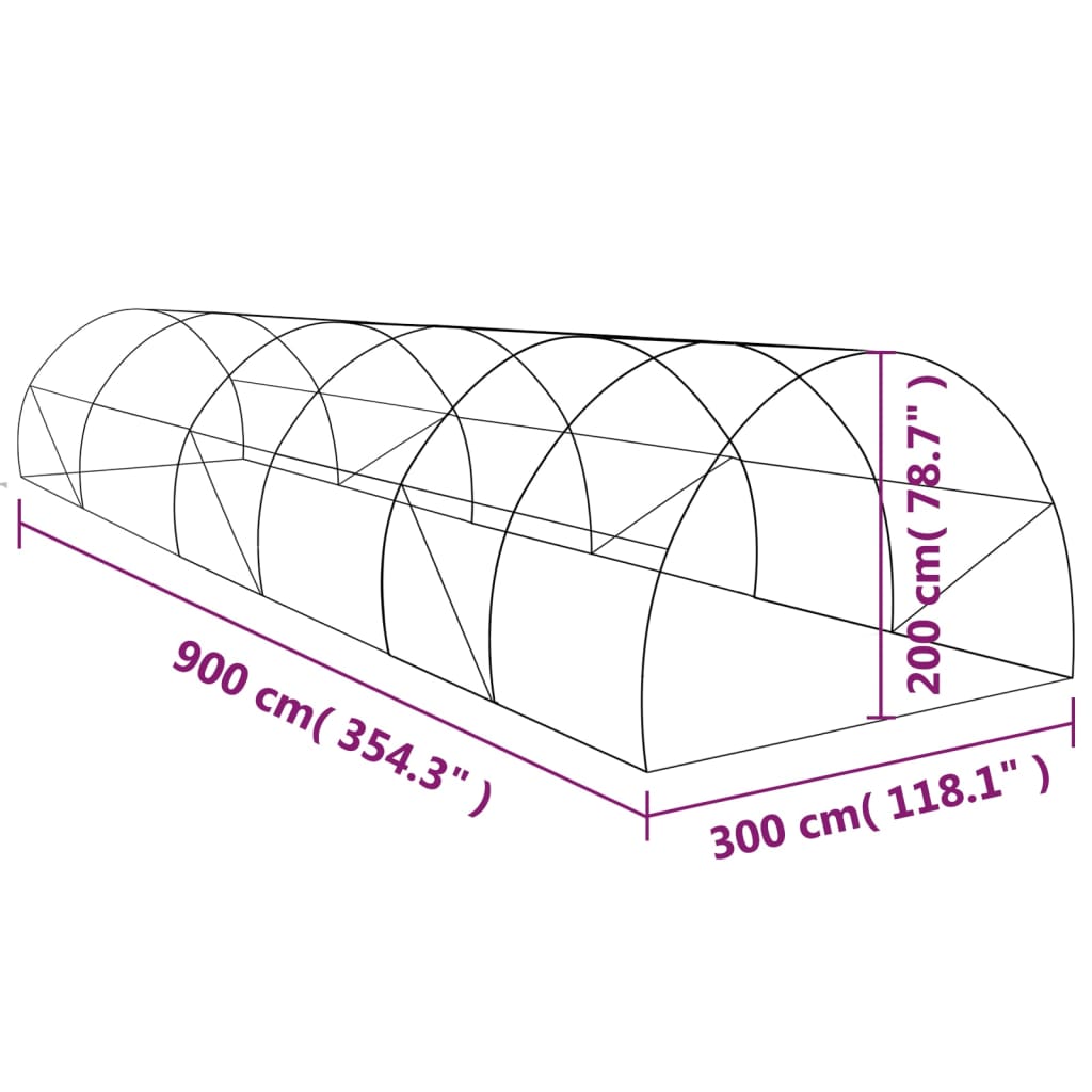 Gewächshaus 4,5 m² 300x150x200 cm