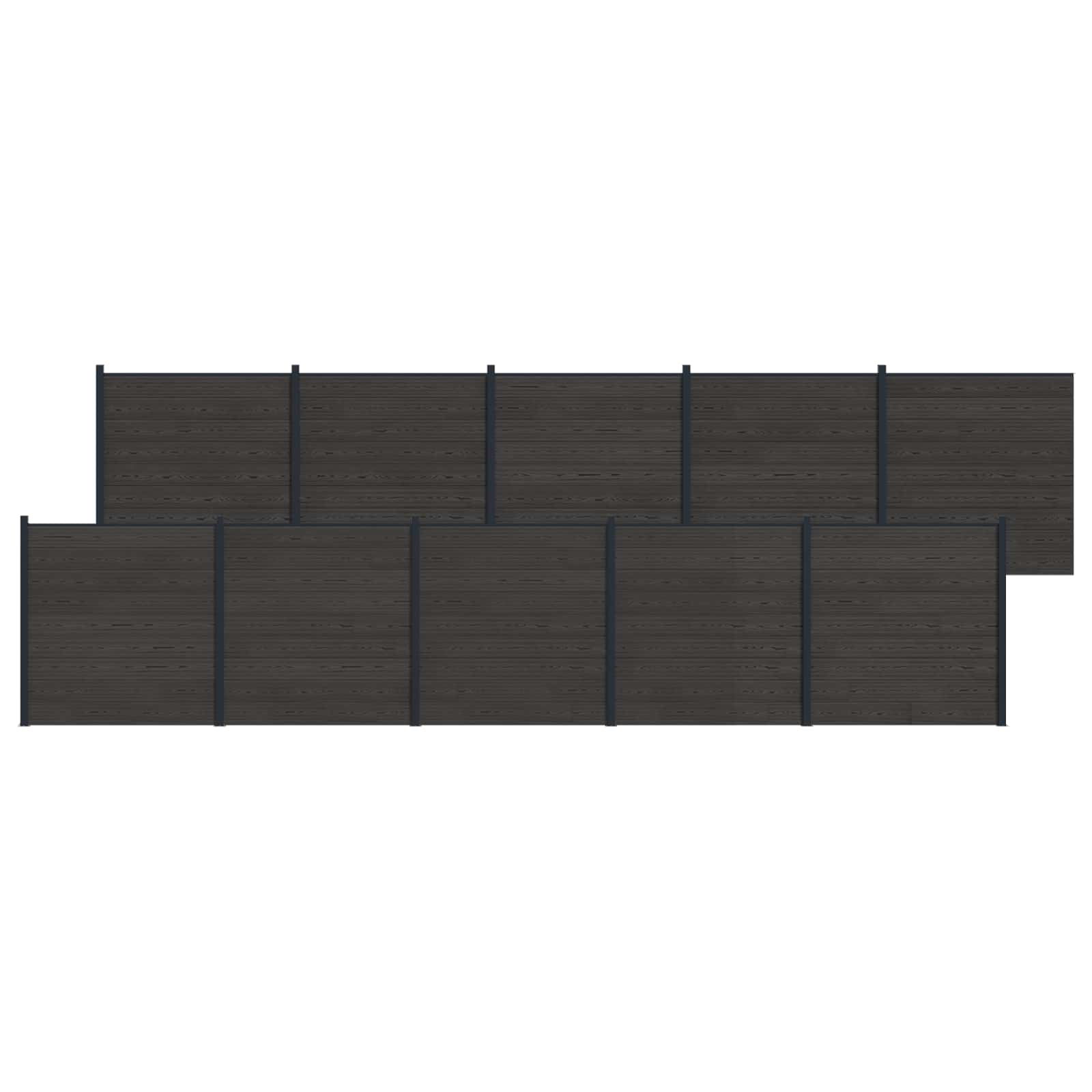 Zaunelement WPC 180x186 cm Schwarz