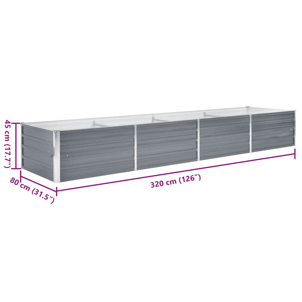 Hochbeet 160 x 80 x 77 cm Verzinkter Stahl Grau