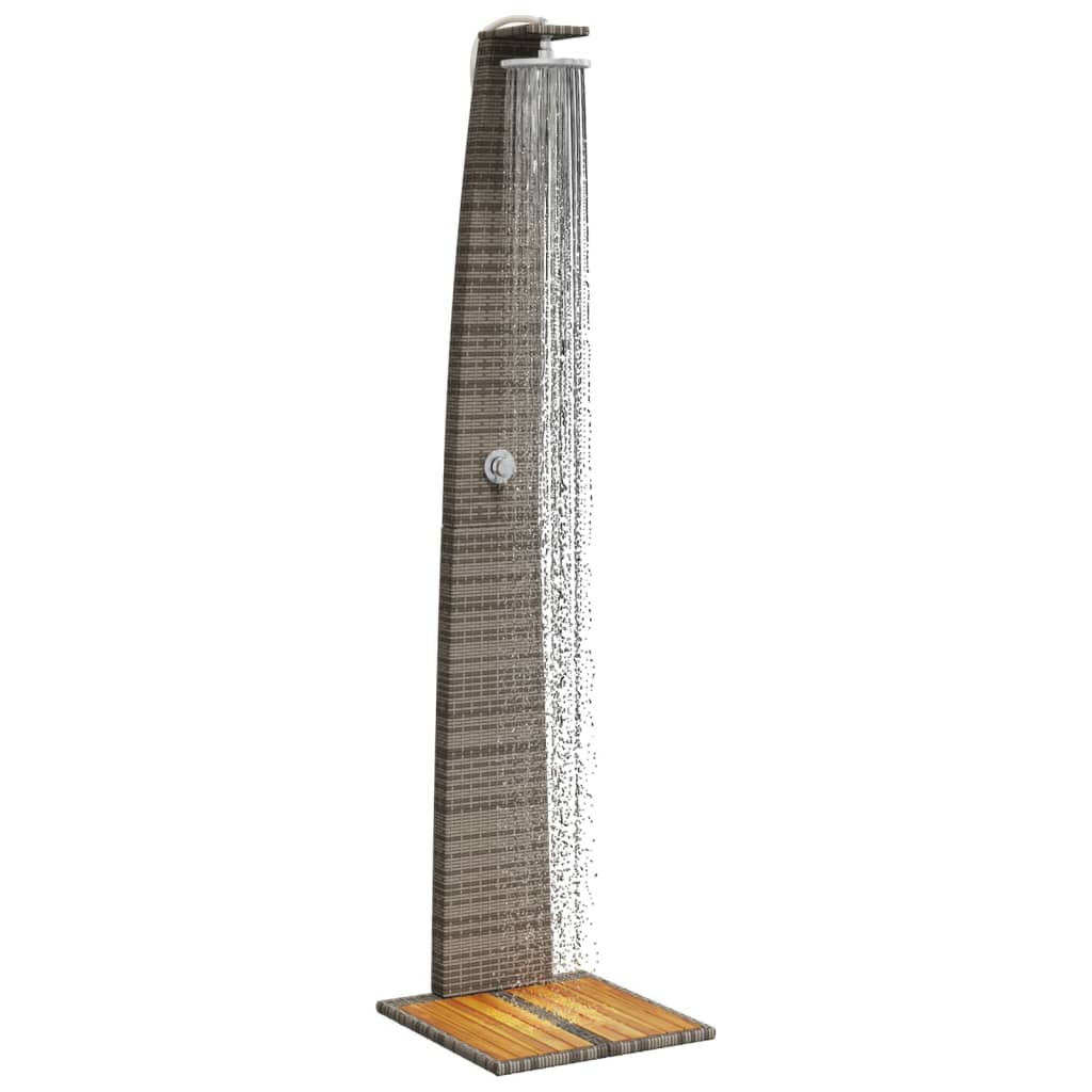 Gartendusche Schwarz 55x60x224 cm Poly Rattan und Akazienholz