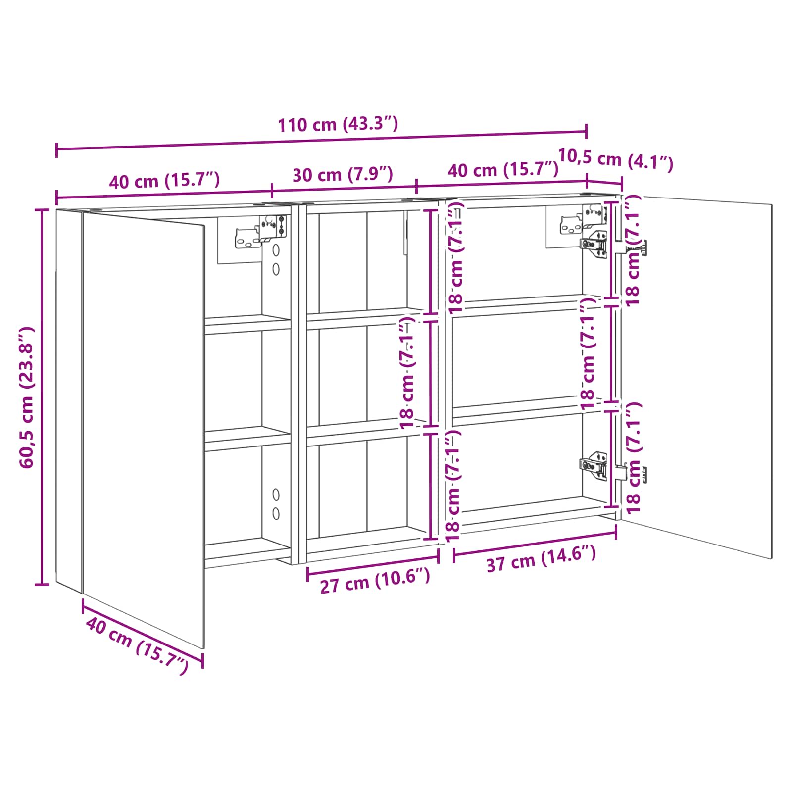Badezimmerschrank-Set 3 pcs 80 x 10,5 x 50 cm Holzwerkstoff