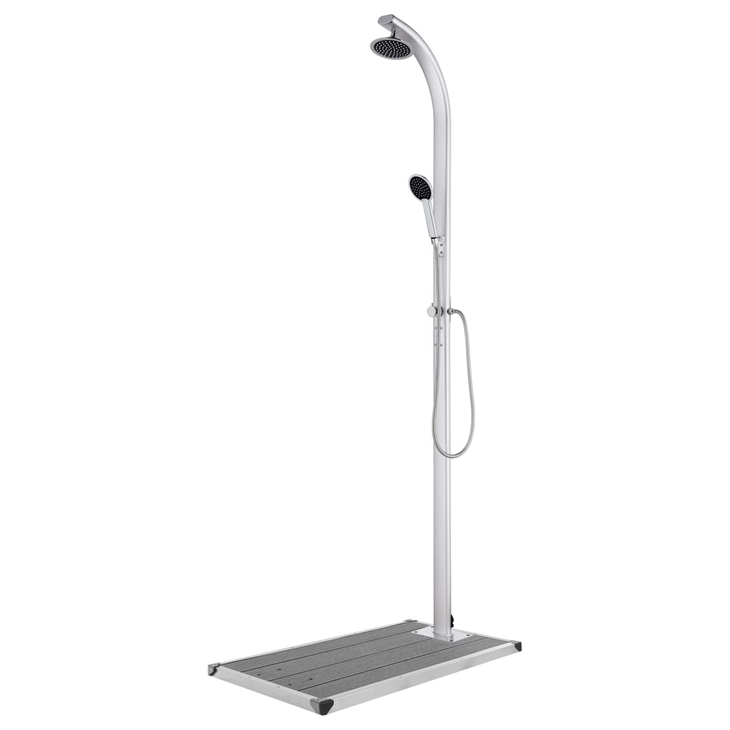 Gartendusche mit Grauer Bodenplatte 220 cm Aluminium
