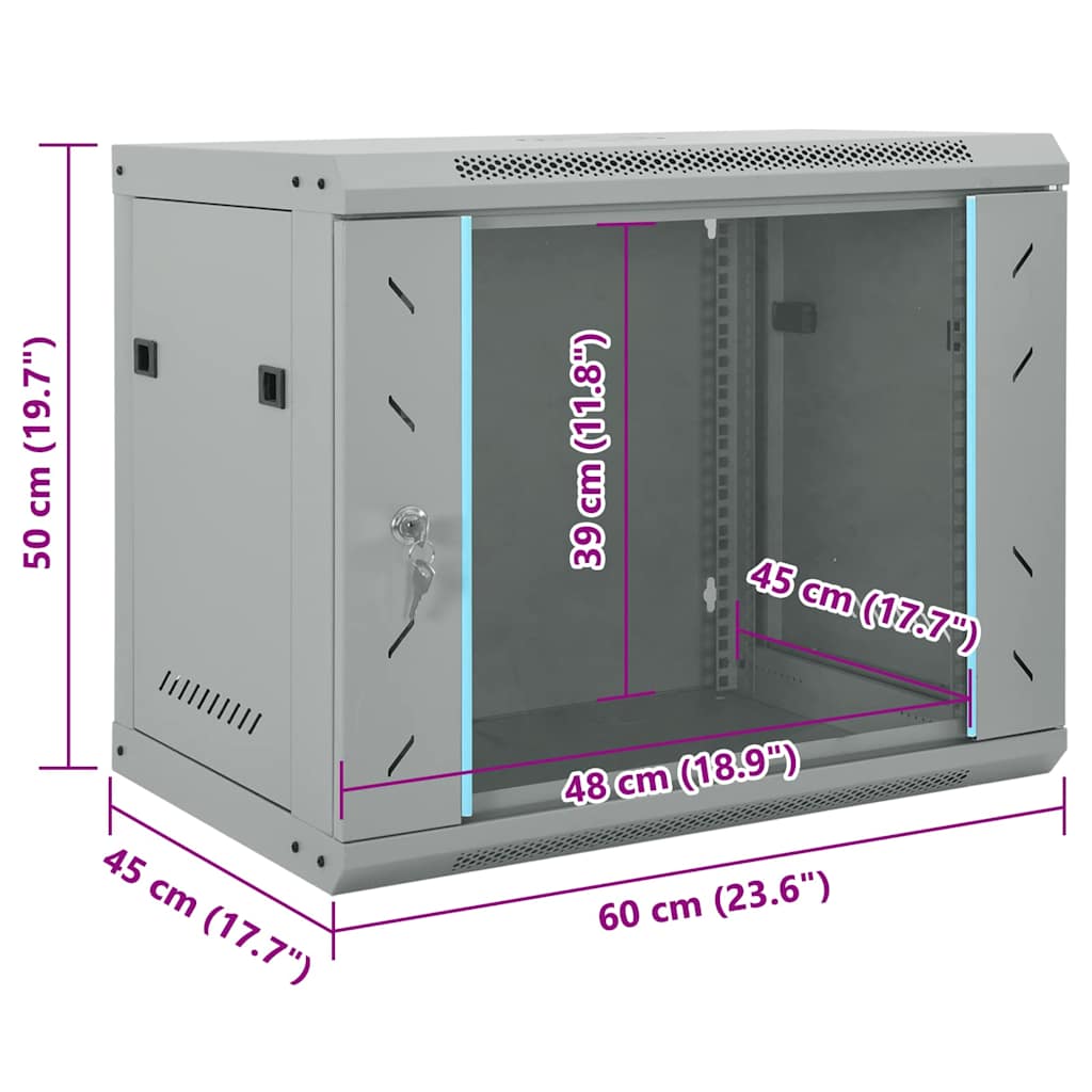 Netzwerkschrank mit Speicher Grau 60 x 45 x 28 cm Stahl