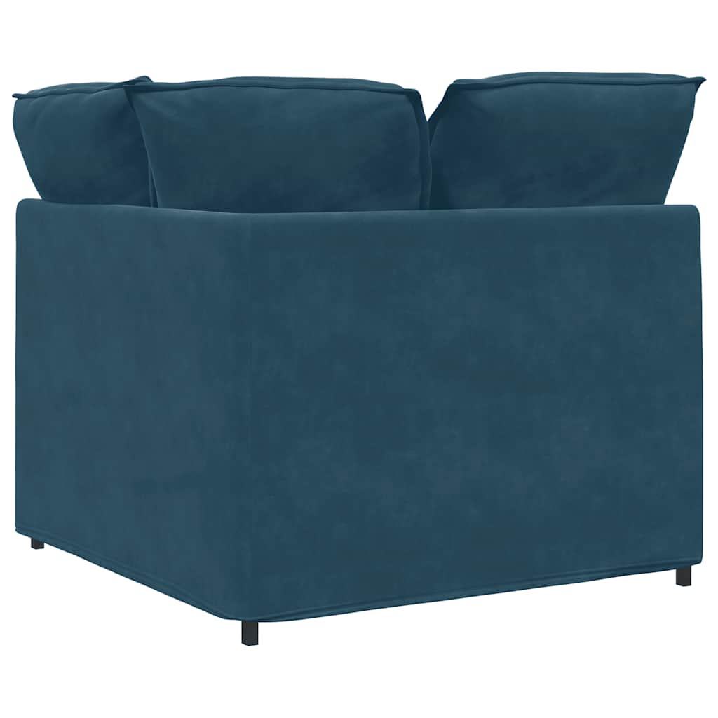 Modulares Sofa Endmodul mit Armlehne Kissen Blau 100 cm