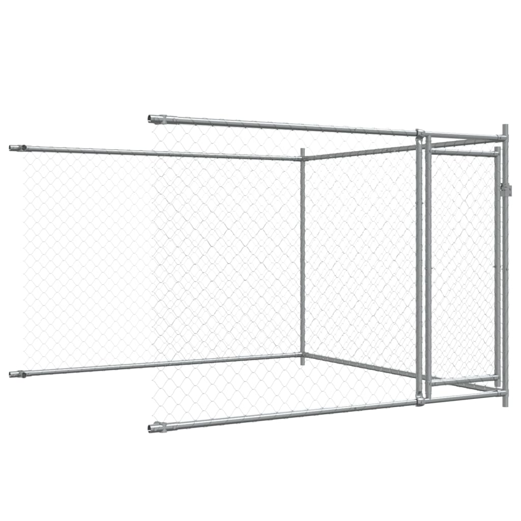 Hundezwinger mit Tür Grau 2x2x1,5 m Verzinkter Stahl