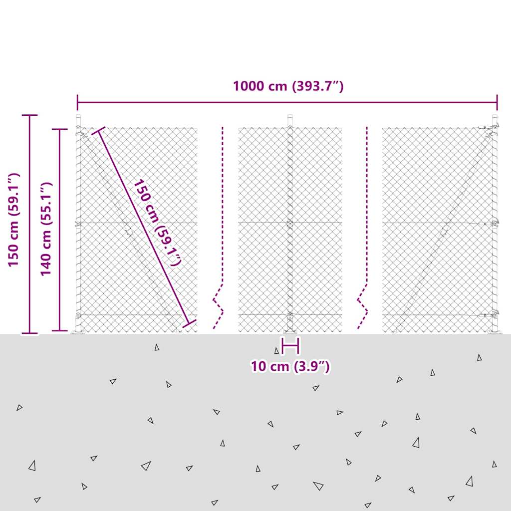Outdoor Kettenglied-Zaun Erdfixierung 10 x 0,4 m Grün Netz