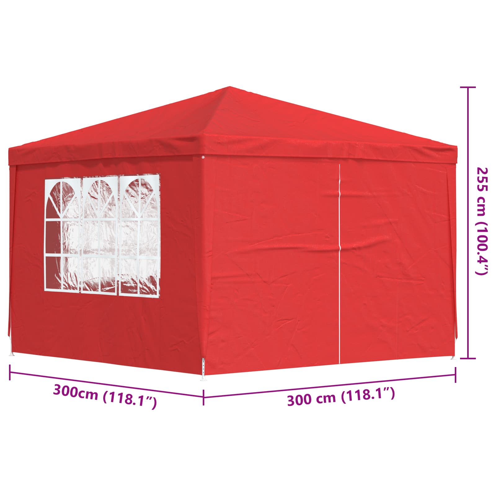 Party-Zelt 400 x 300 x 255 cm Rot PE und Stahl