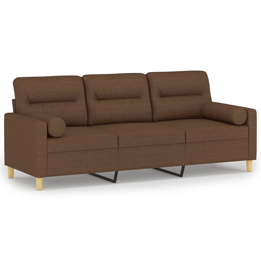 2-Sitzer-Sofa mit Zierkissen Braun 120 cm Stoff