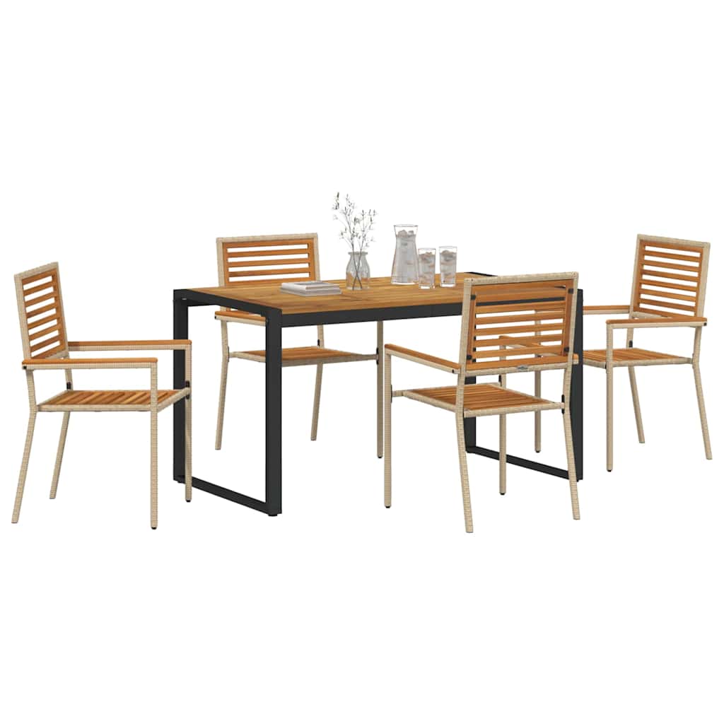Garten Essgruppe 5 pcs Schwarz und Braun Poly-Rattan