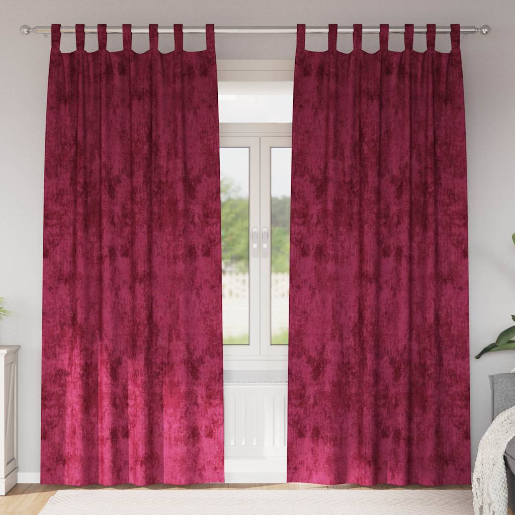 Samtvorhänge mit Vorhängen 2 pcs Weinrot 140 x 140 cm Samt