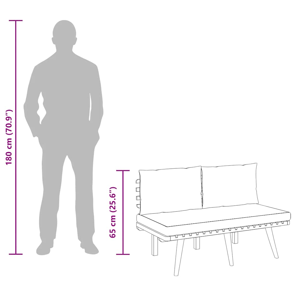 2-Sitzer-Gartensofa mit Kissen Massivholz Akazie